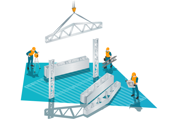 système de construction facile à manipuler avec système d'encadrement en acier léger