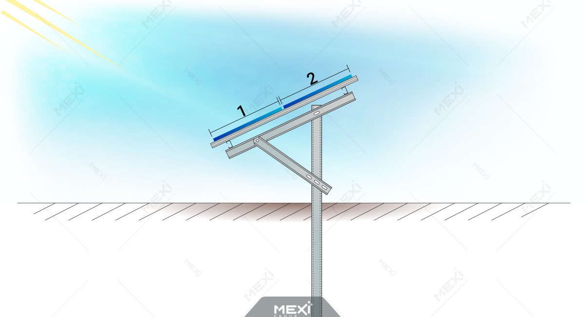 1 lábas tartószerkezet 2 vízszintesen orientált napelem panelhez
