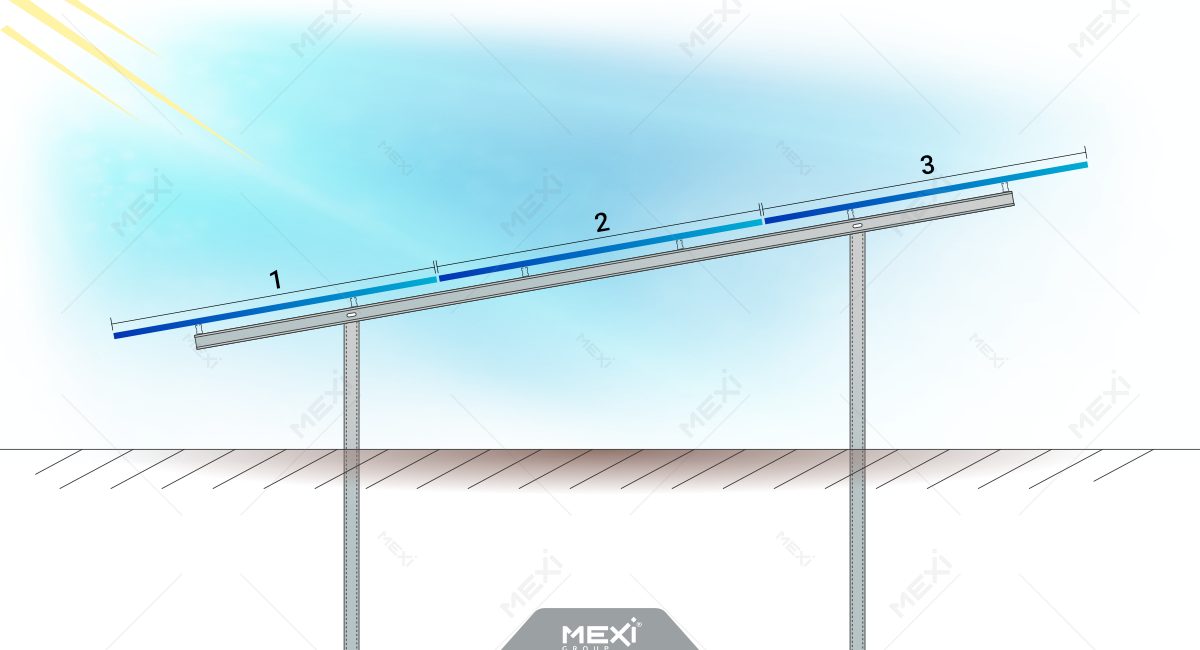 2 lábas tartószerkezet 3 függőlegesen orientált szolár panelhez