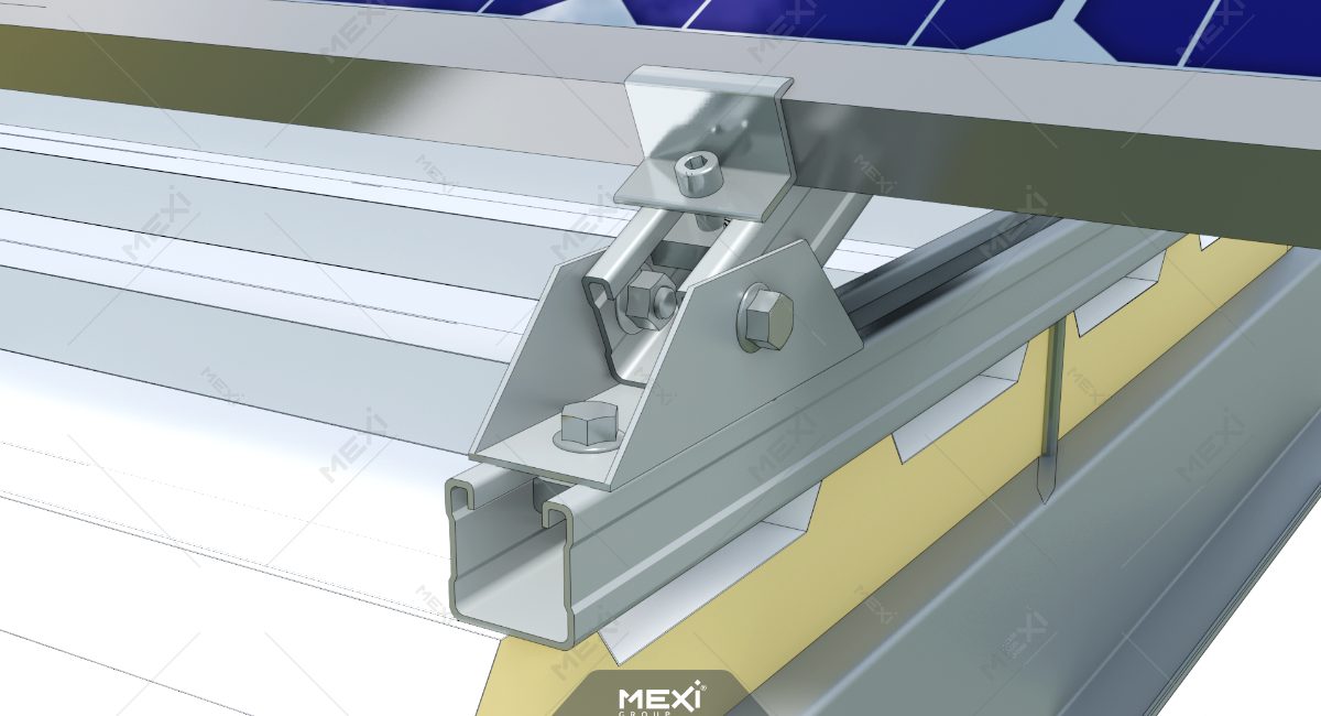 fotovoltaikus tartószerkezet lefogatása isopanellel burkolt tetőszerkezethez