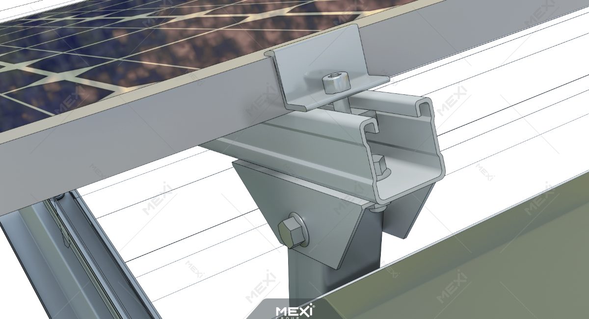 a napelem tartószerkezet hátulsó szerelési nézet