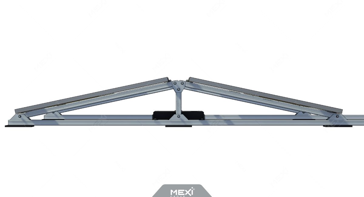 Különböző dőlésszögű napelem tartószerkezet oldalnézet