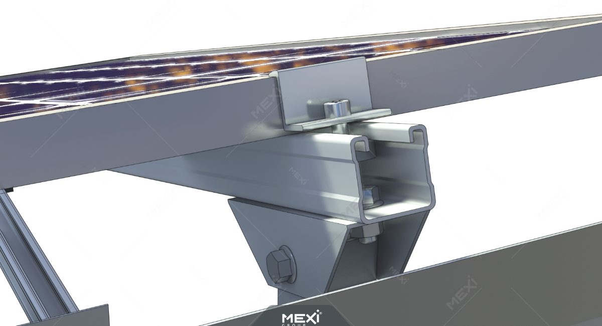 a napelem tartószerkezet hátulsó szerelési nézet