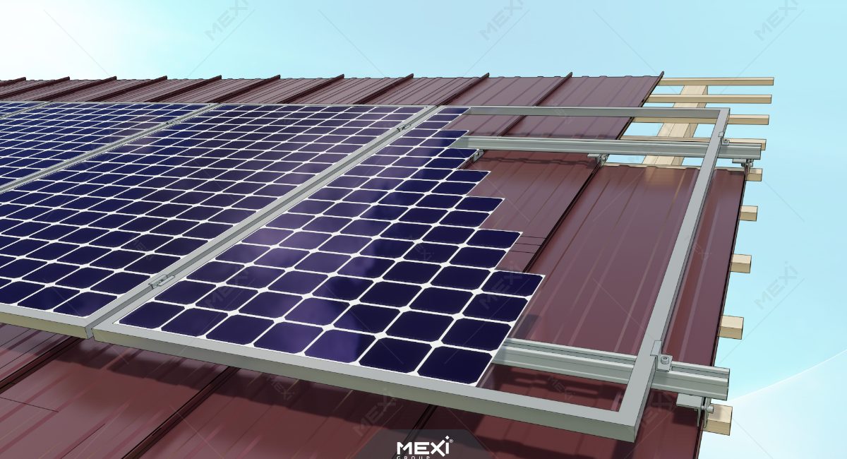 Napelem rögzítés korccsipesszel- Korcolt tetőlemezhez