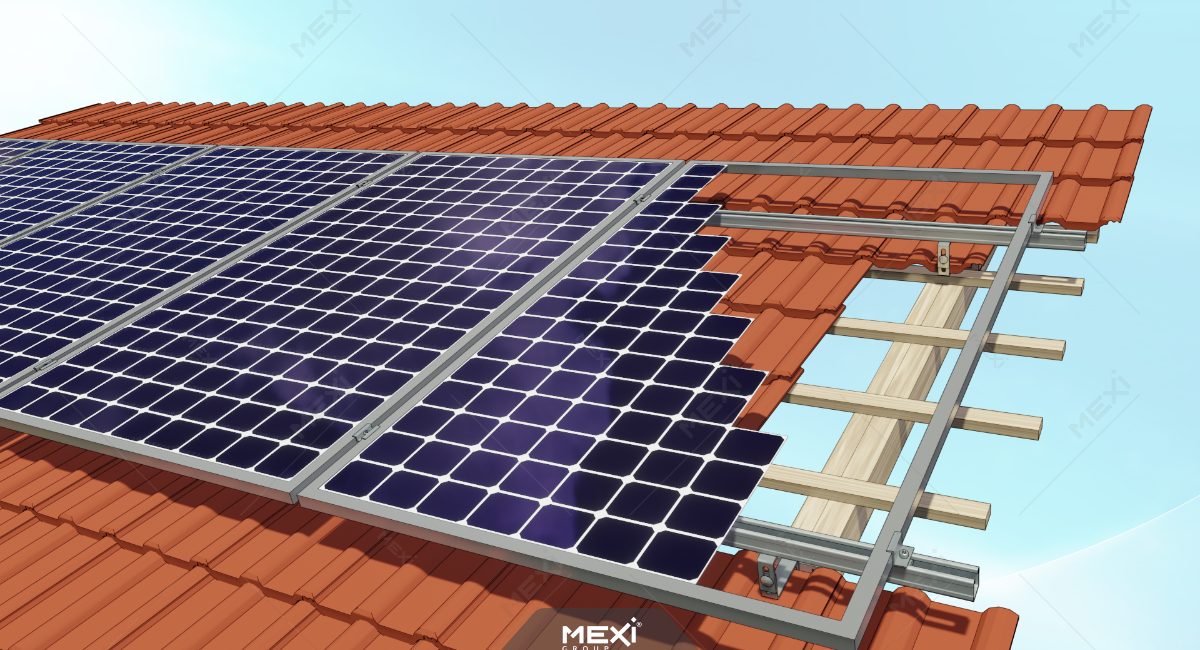 Tetőkampós rögzítésű napelem tartószerkezet - Hullámos tetőcseréphez