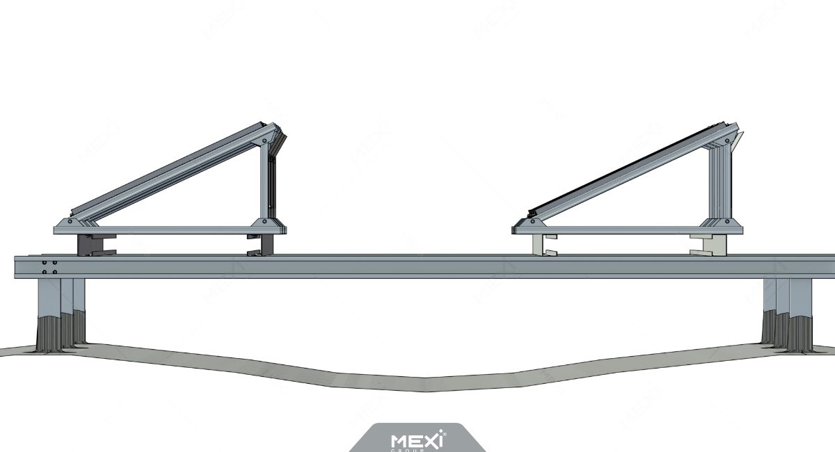 úszó tartószerkezet modulálható napelem tartó rendszer oldalnézet