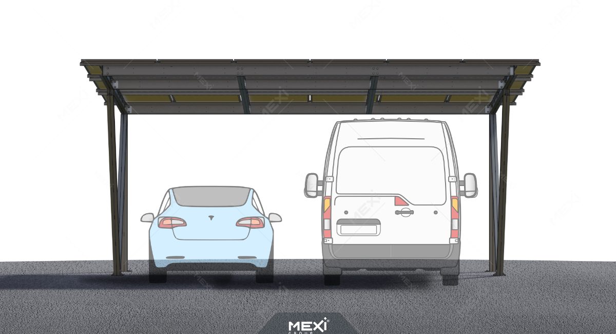 2 parkoló helyes fotovoltaikus autóbeálló