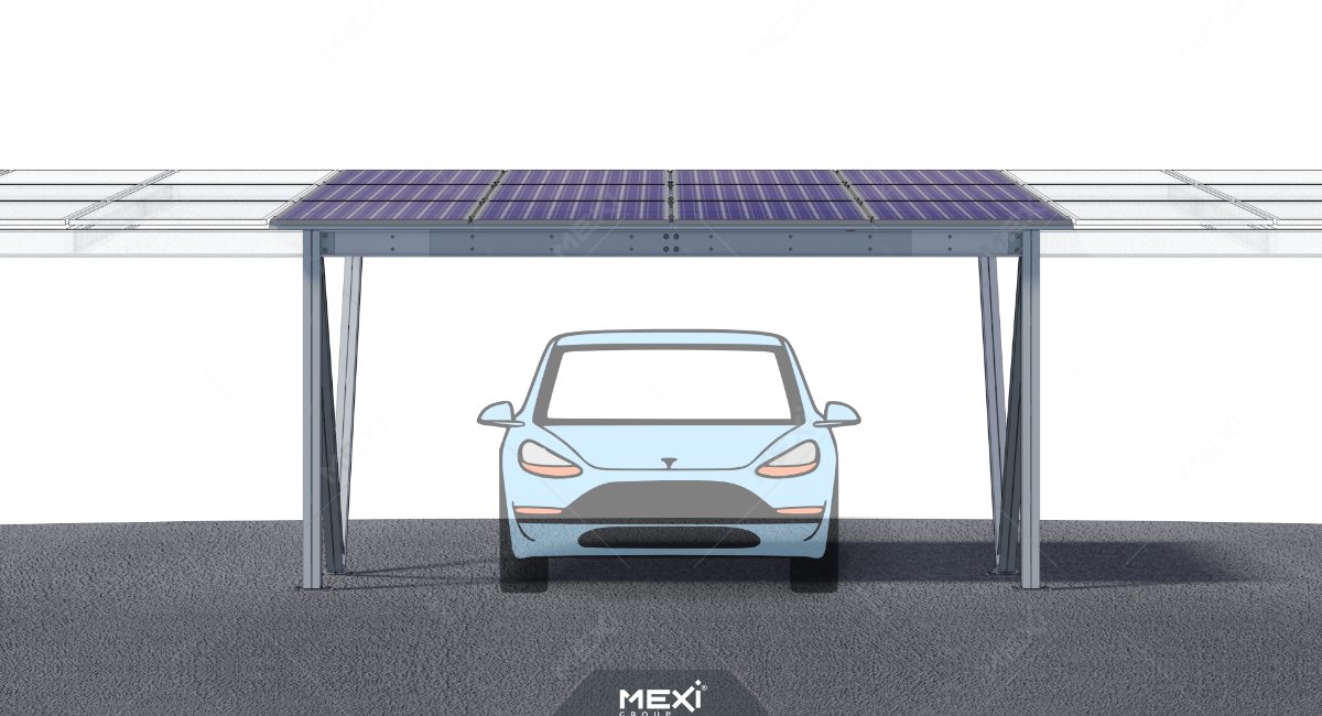 Fotovoltaikus carport hátulsó nézet