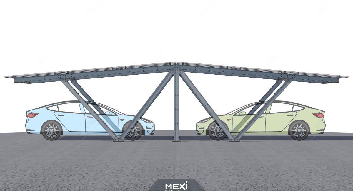 fotovoltaikus dupla kocsibeálló oldalnézet