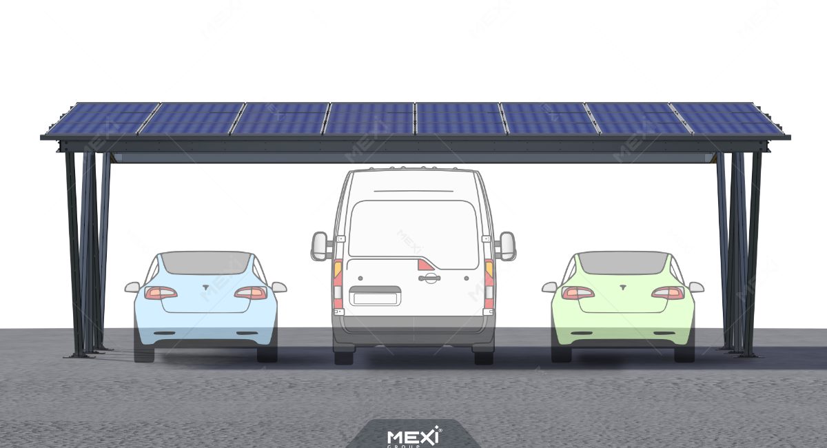 6 parkolóhelyes fotovoltaikus parkoló fémszerkezet