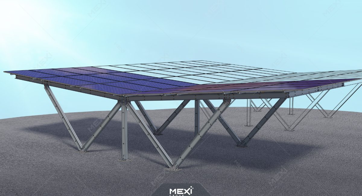 künnyű fémszerkezetes fotovoltaikus carport dupla parkoló