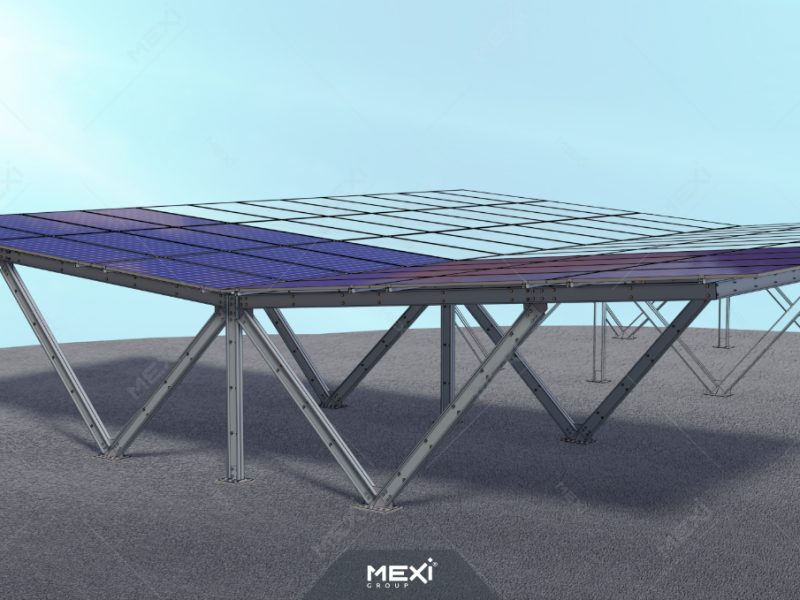 künnyű fémszerkezetes fotovoltaikus carport dupla parkoló