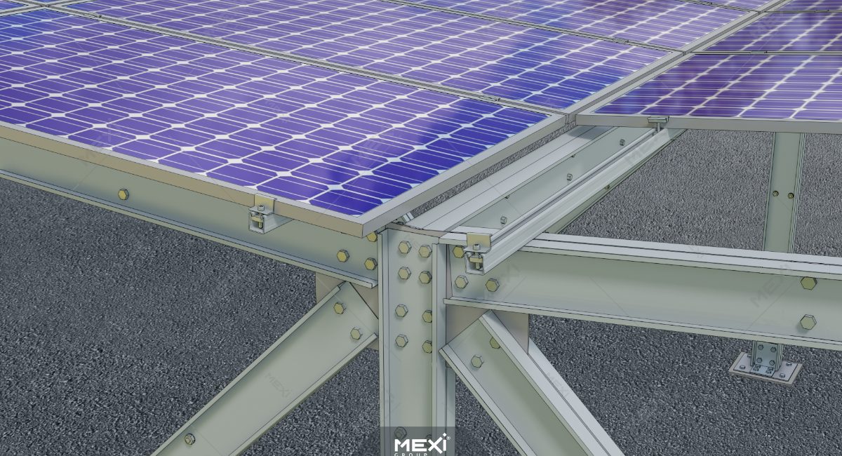 Fotovoltaikus PV panelek felszerelése a nyeregtetős dupla autóbeállóra