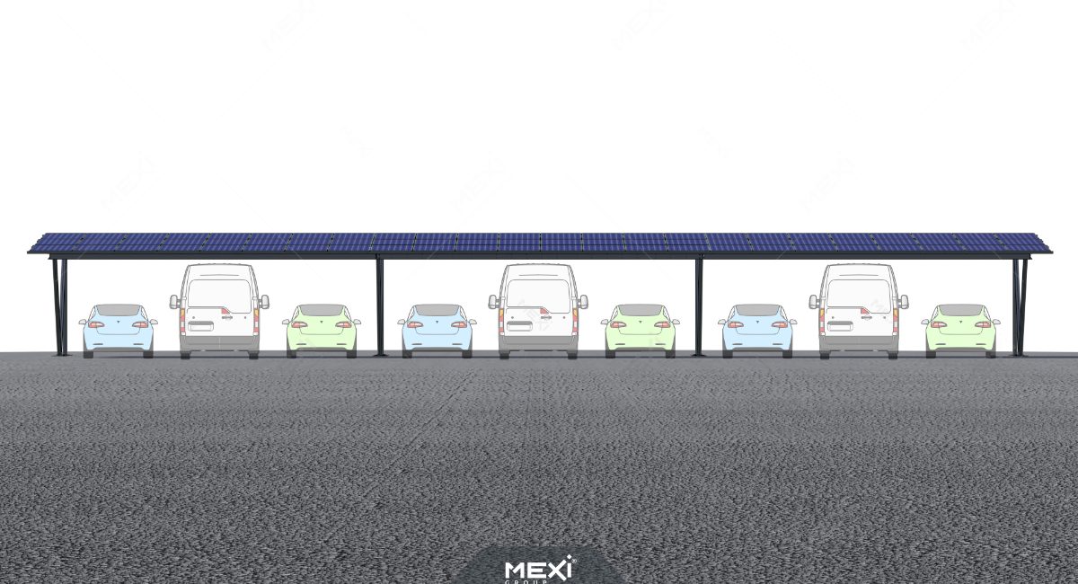 modulált fotovoltaikus kocsibeálló több parkolóhellyel