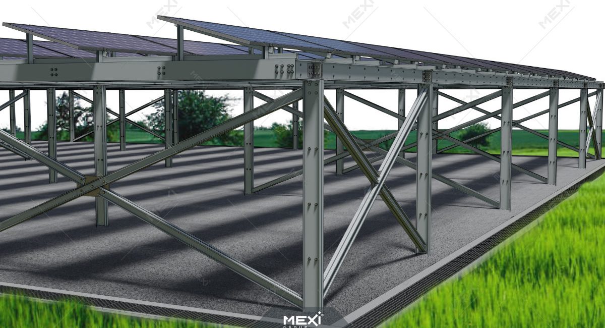 fotovoltaikus multi carport fémszerkezet