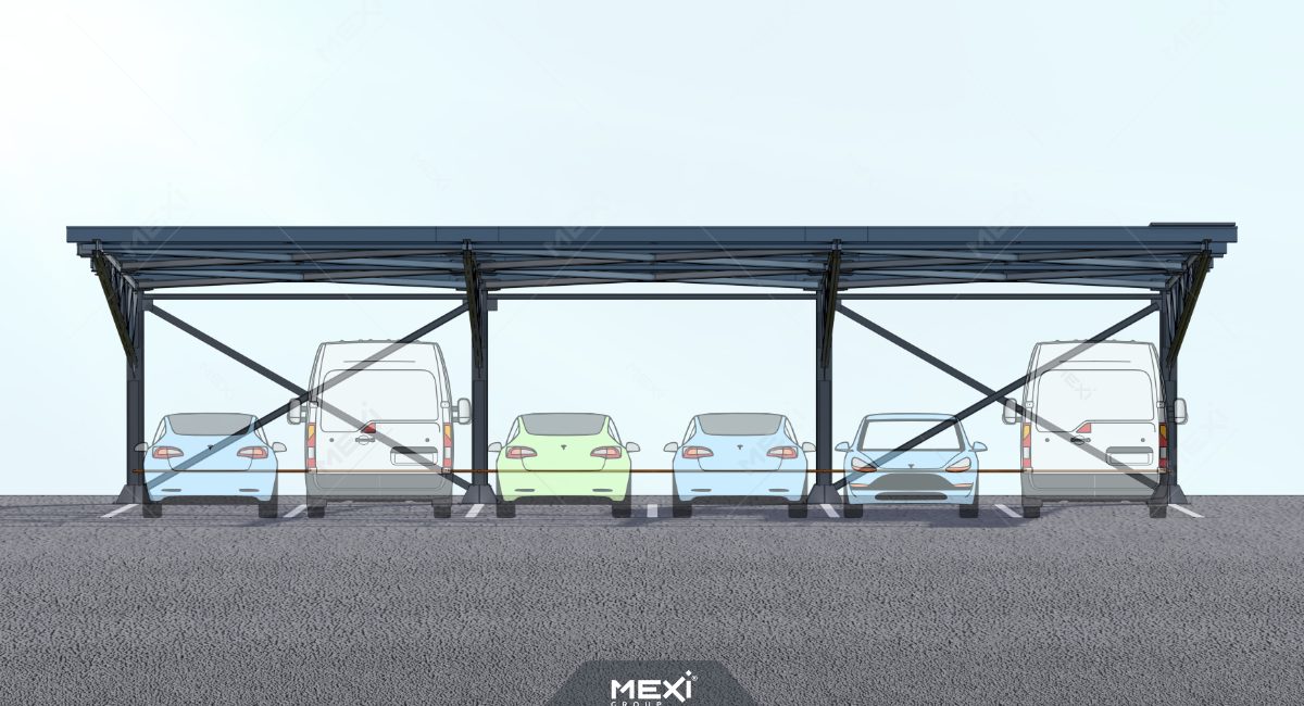 moduláris autóbeálló fémszerkezet